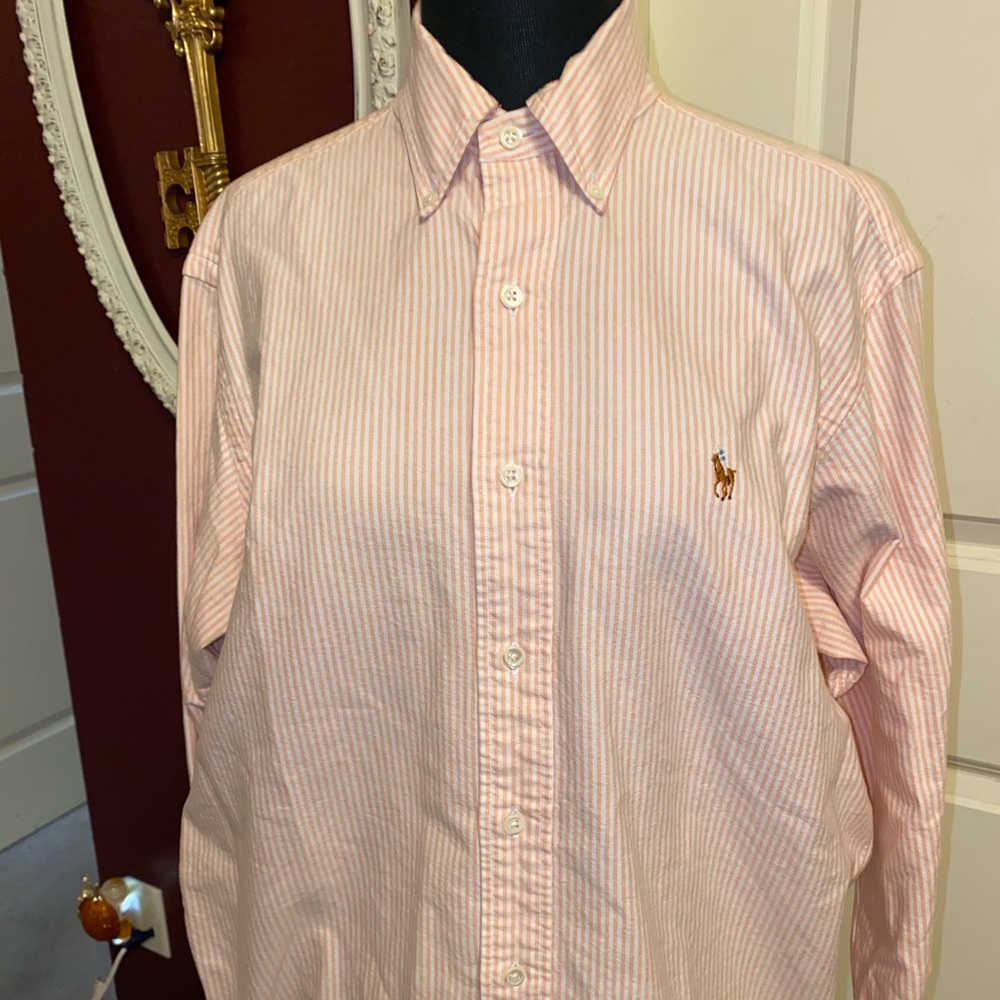 Orange and White Polo Striped Shirt